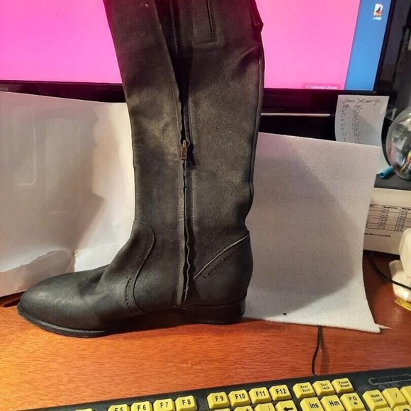 Nine West Women Nicolah Knee High Wide Calf Leather Boots Black Size 7 PreLoved - Picture 2 of 7